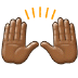 🙌🏾 raising hands: medium-dark skin tone display on Samsung